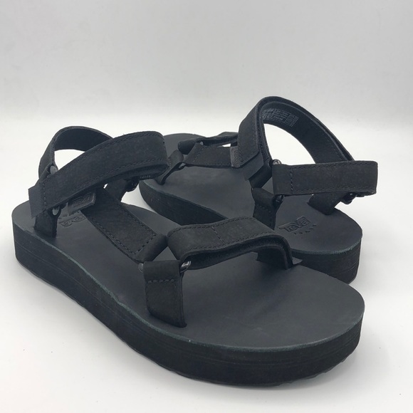 Teva Shoes - Teva Universal Midform Black Leather Sandals